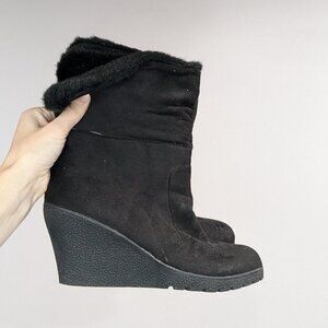 Expressions Marco Faux Fur Turned Down Cuff Boots Black Size 8